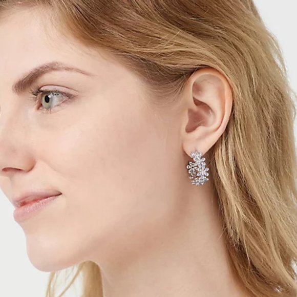 Diamonique Jewelry - Diamonique Summer Hoop Floral Daisy Hoop Earrings, Sterling Silver - Lemon